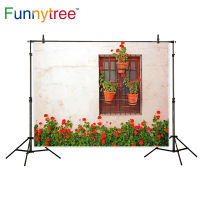 Funnytree photography backdrops decorative vintage brick wooden texture traditional flower photocall photo background fotografia