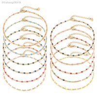 【YF】❍✻  Fashion Anklet Gold Color Curb Chain Multicolor Enamel Foot Jewelry