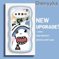 Chenyyka เคสสำหรับ Samsung Galaxy S10 4G S10 Plus เคสการ์ตูตูนน่ารัก ฉลามใหม่มาการองลูกคลื่นกันกระแทกใสนิ่มเคสมือถือโปร่งใส กล้องถ่ายรูปที่สร้างสรรค์เคสป้องกันซิลิกาเจล