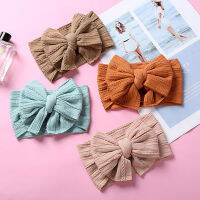 15ชิ้นล็อตสายถัก Ribbed Bows ไนลอนแถบคาดศีรษะเด็ก Double Layer Bow Headwraps Solid Topknot Turban ทารกอุปกรณ์เสริมผม