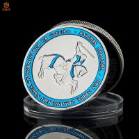 Euro Blue Knights Templar Crusader Souvenirs Coins Ancient Holy Shield Paladin Silver Hydraulic Metal Token Challenge Coin Badge