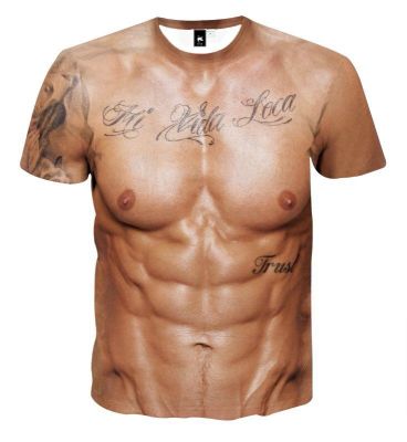 เสื้อยืด3 Dt 2023 Amazon เสื้อยืดออกกำลังกายลายหลอกกล้ามเนื้อผู้ชายยางยืดรัดรูปพร้อมแขนสั้น