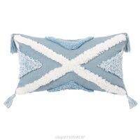 Bohemian Macrame Tufted Tassel Long Throw Pillow Case Blue Beige Textured Fringe Tribal Decorative Cushion Cover M20 21 Dropship