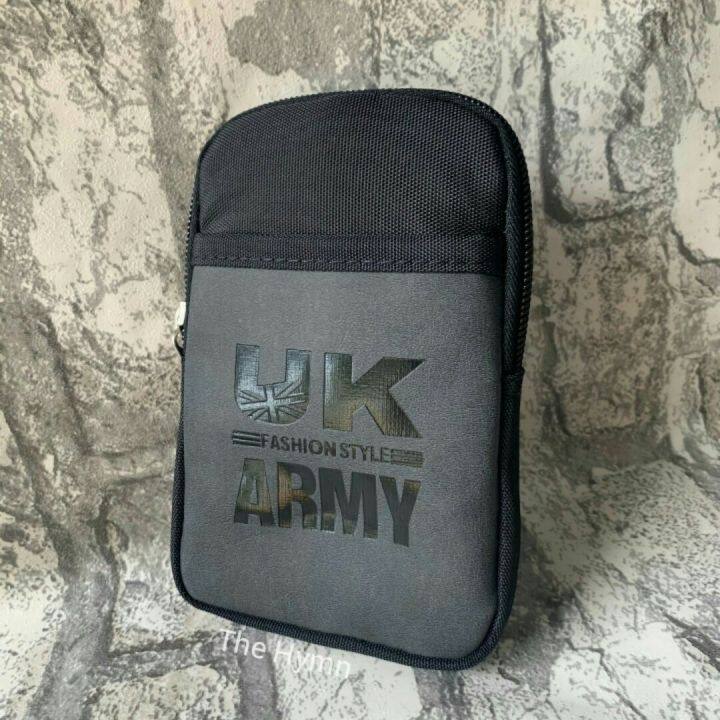 กระเป๋าใส่โทรศัพท์-ป้ายหนัง-uk-army-ร้อยเข็มขัดคาดเอว-กระเป๋าอเนกประสงค์-ผลิตจาก-ผ้าไนล่อน-อย่างดี-ราคานี้ต้องโดน-คุ้มจริงๆ