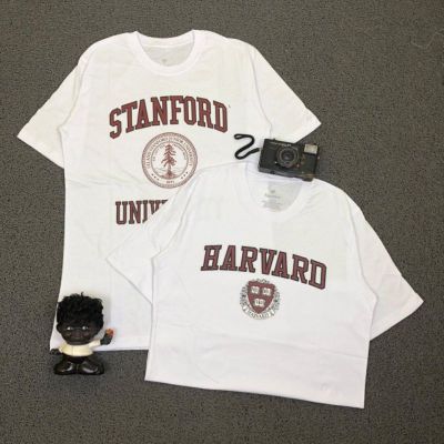 เสื้อยืด คุณภาพดี พิมพ์ลาย Stanford&harvard ของแท้