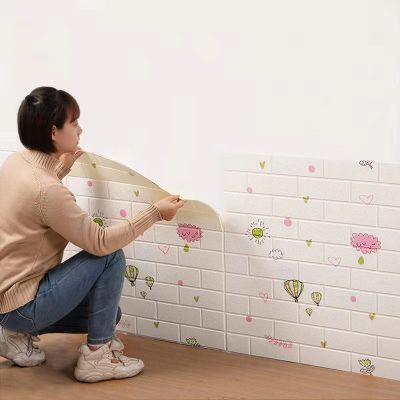"Thickening"（70*77cm）Wallpaper self adhesive 3D solid wall sticker brick pattern foam wallpaper bedroom warm decoration sticker waterproof and anti-collision wall soft bagWall Stickers Decor