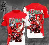 (ALL IN STOCK XZX)    Fanmade Pramac Racing MotoGP Racing Polyester 3D Printed T-Shirt S-5XL V3   (FREE NAME PERSONALIZED)