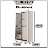 HOME ELITE 4 FT Sliding Wardrobe 4 Kaki Almari Baju Sliding Door 2 Sliding Doors - 4ft x 6ft Sliding Door Wardrobe