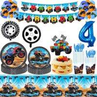 【CC】 Truck Tableware Decorations Kids Birthday Dessert Plates Napkins Baby Shower Balloons