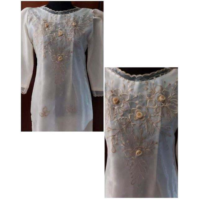 funeral dress burial gown organza pinya with and without 3d flower