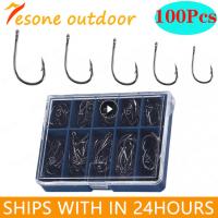 High Carbon Steel Fishing Hooks 100Pcs Wide Gap Offset Fishing Hook Set For Saltwater Freshwater With 10 Sizes Fishing Accessory Accessories