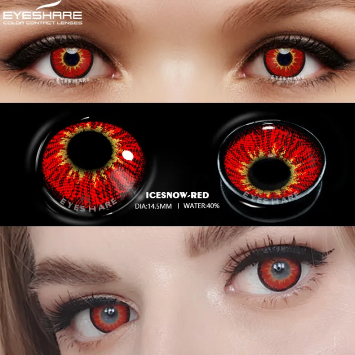 COD&Spot]ICESNOW Series RED BROWN GRAY 1PAIR/2pcs Colored Contact Kawaii  Big Eye Lenses Cartoon Cosplay Lens for Eyes Cosmetic Halloween Contacts   Party Masquerade Decoration-Yearly Use | Lazada PH