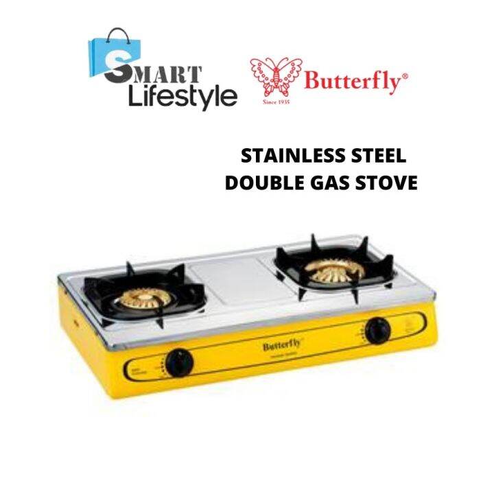 gas stove BUTTERFLY / KHIND STAINLESS STEEL DOUBLE GAS STOVE BGC923 GC