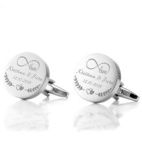 【CW】 Custom Engrave Initial Cufflinks for Wedding Birthday Groomsmen Gift Stainless Steel Men Statement Jewelry