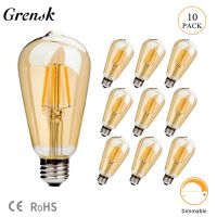 [HOT QQZIWWUJJWG 104] E27 Led ST64 4W Vintage Dimmable Led Filament หลอดไฟ AC 220V 2200K Retro ไฟหลอดไฟ Bombillas Led E27 Thead โคมไฟหลอดไฟสำหรับ Home