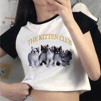 The Kitten Club Graphic 90S เสื้อครอป Yk2สำหรับผู้หญิงเสื้อผ้าแนวกอธิค