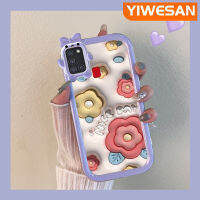 Chenyyka เคส A21s ปลอกสำหรับ Samsung แฟชั่นลายดอกไม้สีรุ้ง3D สีสันสดใสน่ารักเลนส์กล้องถ่ายรูปปกป้องสัตว์ประหลาดน้อยกันกระแทกเคสมือถือและรอยขีดข่วนเคสป้องกัน