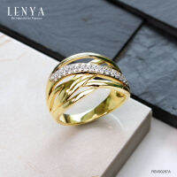 Lenya Jewelry แหวน คิวบิกเซอร์โคเนีย (Cubic Zirconia) ตัวเรือนเงินแท้ 925 ชุบทองคำแท้ เสริมบุคลิกเพิ่มความมั่นใจ