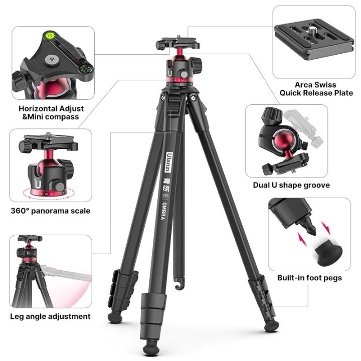 ขาตั้งกล้อง-ulanzi-ombra-travel-tripod-สำหรับถ่ายภาพ-ถ่าย-video-วัสดุเป็นอลูมิเนียม