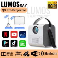 Android Full HD 4K Projector 720P Q3 Pro  โปรเจคเตอร์ 4200 Lumens Bluetooth เชื่อมต่อมือถือ หรือ คอมได้ โฮมเธียเตอร