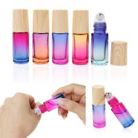 ZZOOI 5/10/20/30/50pcs 5ml Thick Glass Roll On Bottles Gradient Color Empty Bottle Roller Ball Bottle For Essential Oil Travel Kit