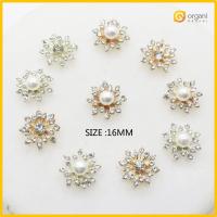 ORGANI 10PCS 16MM DIY เครื่องประดับกิ๊บ Flatback ปุ่ม Rhinestone ปุ่มเกล็ดหิมะ ตัดเย็บเสื้อผ้า หัวเข็มขัดไข่มุก