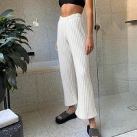 WomenS Straight Pants Sexy Long Cropped Pants Striped Sweatpants White