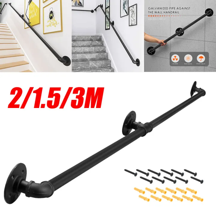 2 Size 【100% Original,in stock】Handrail For Indoor Stair Black Metal ...