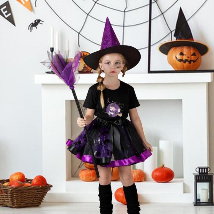 halloween-witch-costume-dress-up-outfit-tutu-hat-broom-for-little-girls-kids-dress-up-witch-costume-elastic-practical-for-carnival-party-halloween-fitting