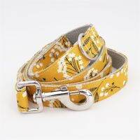 (HOT) Girl Dog Collar Dog Flower And Leash Set For Dog Cat With Rose Gold Metal Buckle