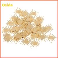 OSIDE 50pcs ทองคำขาวชุบทองเหลือง เสน่ห์ของดวงอาทิตย์ ดวงอาทิตย์ดวงอาทิตย์ดวงอาทิตย์ 2-Hole ครับ เสน่ห์ทองเหลือง เครื่องรางดวงอาทิตย์ขนาดเล็ก เสน่ห์เชื่อมโยงดวงอาทิตย์ ทำเครื่องประดับ DIY