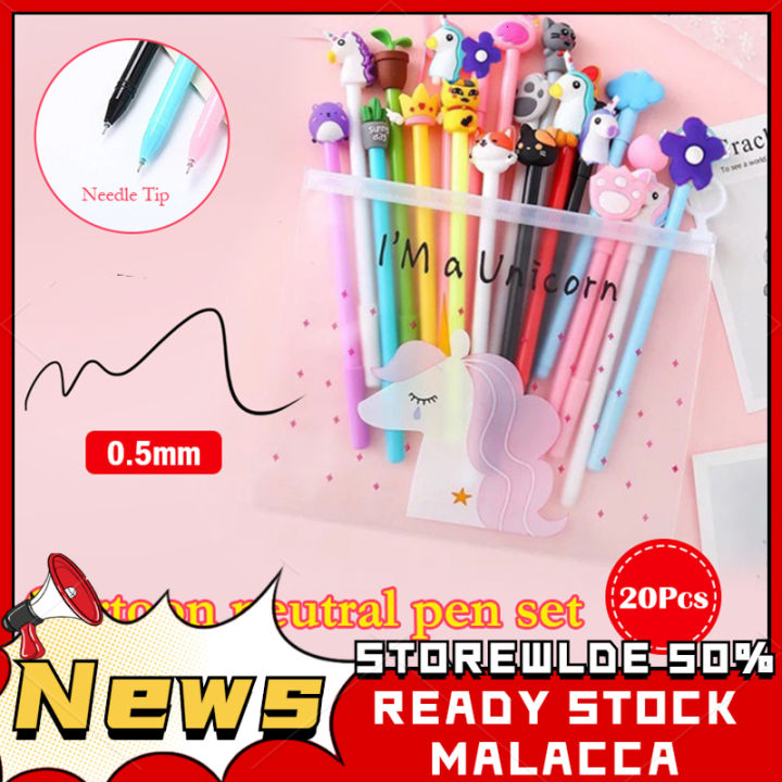 20pcs/Set Girl Cute Cartoon Gel Pen Set with Bag Black  Ink Pens Set  Student Signature Pen School Supplies | Lazada