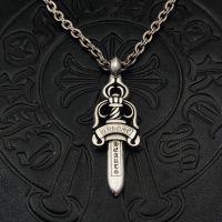 [TOP] Chrome Heart S925 Silver Large Sword Necklace Pendant Classic Sweater Chain