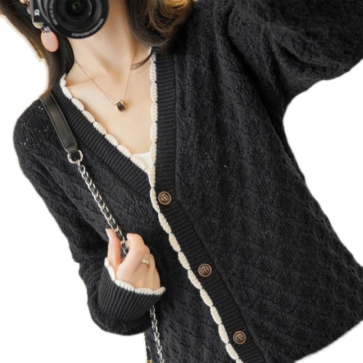 เสื้อโค้ทถักสตรีแฟชั่นแบบใหม่ในฤดูใบไม้ร่วง2023ชุด-baju-rajutan-เสื้อเอวลอยหลวม