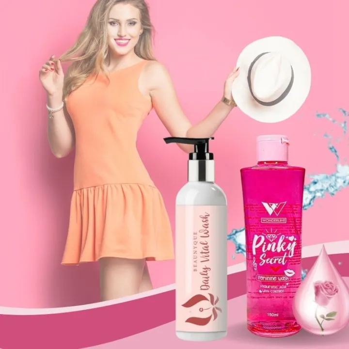 "Refreshing your Beauty Senses" 1 Bottle (150ml) Pinky Secret Feminine Wash + 1 Bottle (100ml