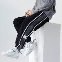 【CC】◑♕✥  Side Striped Pants Men Oversized Baggy Wide Leg Trousers Elastic Waist Streetwear Joggers Fashion 5XL