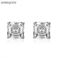 Classic 925 Sterling SIlver 7*7mm Asscher Cut High Carbon Diamond Stud Earrings Wedding Engagement Jewelry Gift for Girlfriend