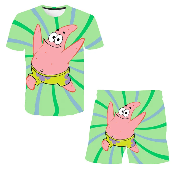 2022-summer-sponge-funny-pattern-casual-sports-suit-boys-and-girls-printed-t-shirts-girls-clothes-casual-suits-3-14-years-old