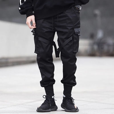 2021 Hip Hop Cargo Pants Pockets Men Streetwear Harajuku Joggers Pants HipHop Swag Ribbion Harem Pants Fashion Casual Trousers