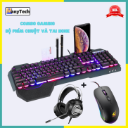 Bộ phím và chuột kèm tai nghe chụp tai gaming có dây cao cấp ManyTech