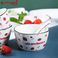 Beautiful Strawberry Ceramic Tableware Pot Bowl Saucer Set Creative Small Fresh Home Rice Rice Square Bowl Salad Bowl