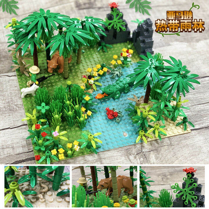 rain-forest-plants-base-plate-city-building-blocks-for-children-xmas-birthday-gifts-compatible-bricks-with-baseplate