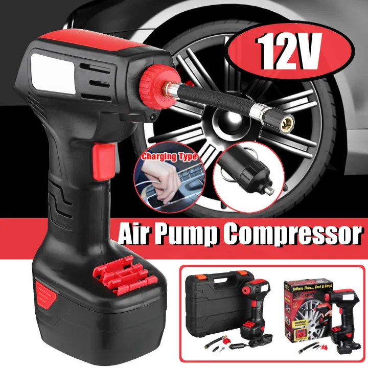 12V Cordless Portable Tire Inflator Auto Hand Held Air Pump