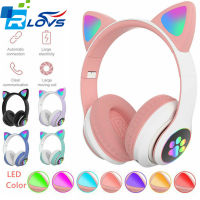 Wireless Cute Cat Ear Headphones Bluetooth Headset LED Stereo Music Helmet Phone With Mic Flash Lights Earphone For Kids Gifts