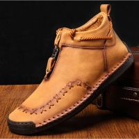 CODhuanglan212 Big Size Modern Handsome Cool Winter Men Ankle Boots Shoes Vintage Premium Genuine Leather