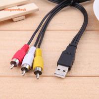 ใหม่1.5ม. 5ฟุต USB ชาย A ถึง3 RCA AV A/V ทีวีอะแดปเตอร์สายไฟสายเคเบิลสาย AV เสียง