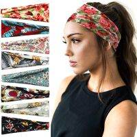 【YF】 Women Headband Print Wide Turban Twist Knitted Cotton Sport Yoga Hairband Twisted Knotted Headwrap Hair Accessories Bandanas