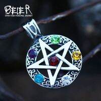 BEIER Classic Five-pointed star gem Necklace Pendants Fashion Stainless Steel Tituanium Pretty Jewelry For Man And Boy BP8-003 Fashion Chain Necklaces