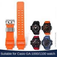 Orange Red Blue Mens Wristband for Casio GA-1000/GA-1100 Resin Watchband GW-A1000/A1100/4000 Silicone Strap Bracelet Free Tools 【BYUE】