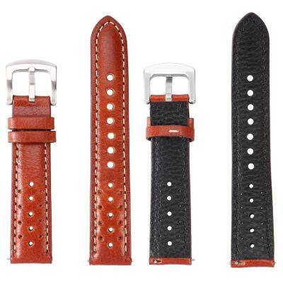 ❦✹ Handmade ของแท้ Vintage Full Grain Leather Watch Strap 20mm 22mm Racing Watch Band Quick Release Watchbands อุปกรณ์เสริม